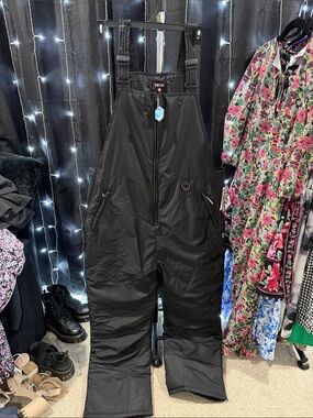 Black Men's Insulated Snow Bib Overalls